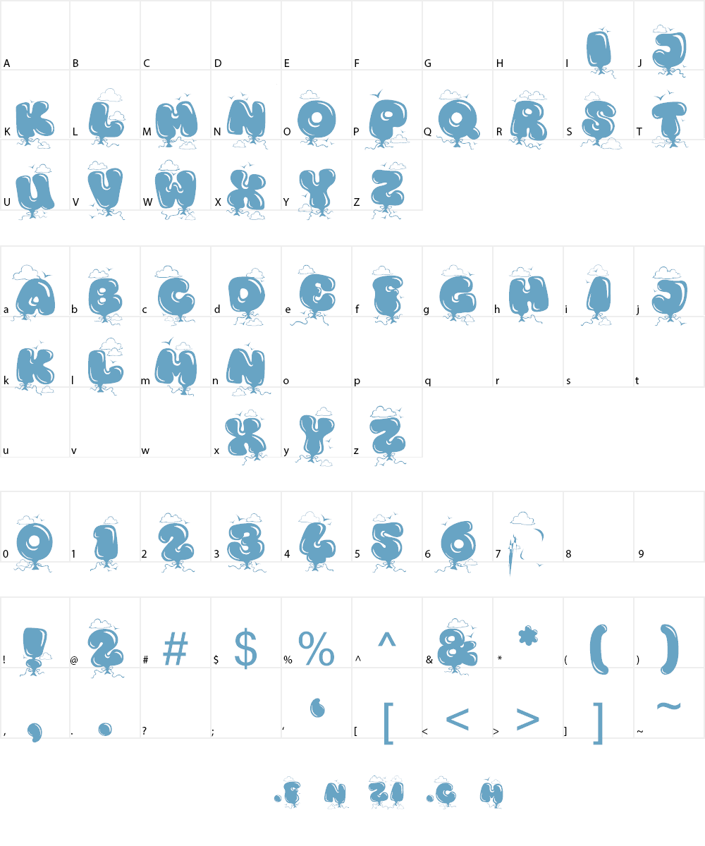 Kingthings Bloone! Font Character